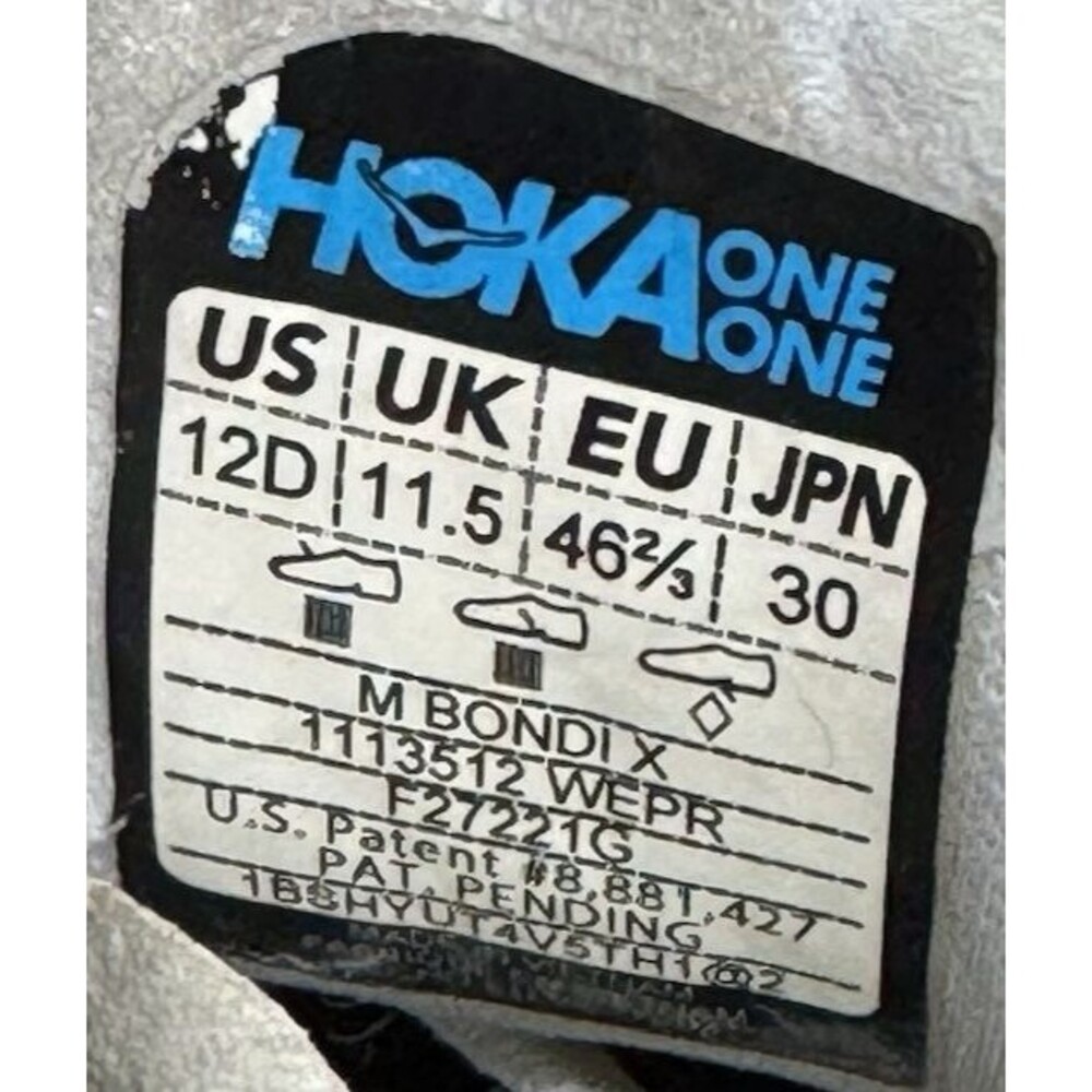 Hoka One One Bondi X Men's Size 12 D Running Shoes Sneakers - Picture 8 of 9